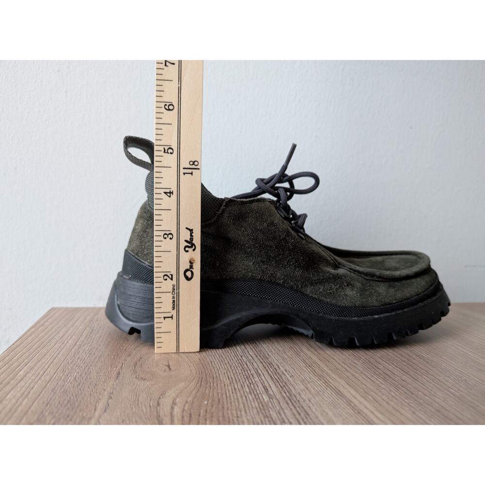 Prada Vintage Green Suede Tyrolean Brixxen Lace-Up Hiking Boots Women's 37.5 - Picture 14 of 15